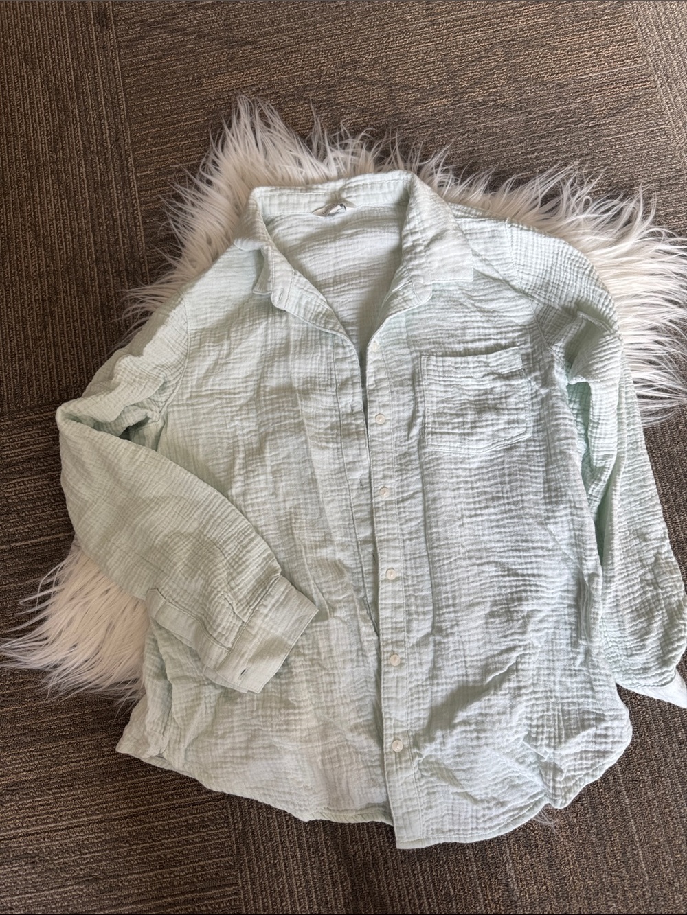 Lucky Brand Pale Mint Green Gauzy Button-Up Top